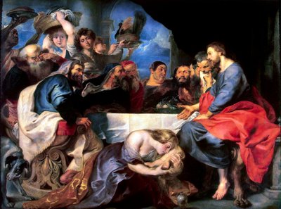 1618年から1620年の間にパリサイ人のサイモン家でのごちそう。 作： Peter Paul Rubens