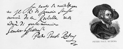 1627年12月30日、アントワープから書かれた、ラロシェル包囲戦でのイギリス海軍の敗北に関するイタリア語の手紙からのルーベンスの手書きおよび署名 作： Peter Paul Rubens