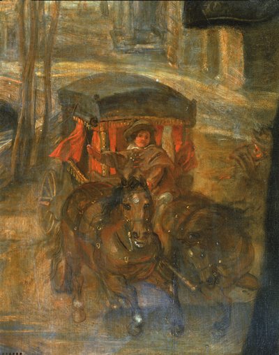 馬車とヘレーヌ・フルマン（木に絵） 作： Peter Paul Rubens