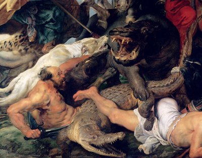 カバとワニの狩猟、1615-16年頃（詳細）（156517も参照） 作： Peter Paul Rubens