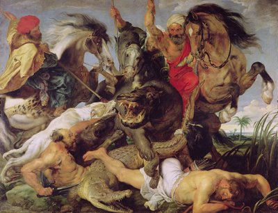 カバとワニの狩猟、1615-16年（詳細は170972を参照） 作： Peter Paul Rubens