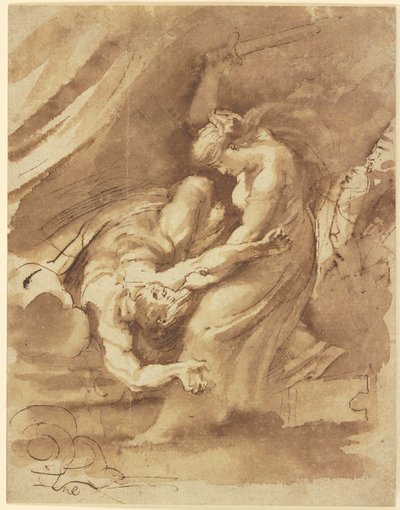 ホロフェルネスの首をはねるユディト 1609-10年頃 紙に水墨画 作： Peter Paul Rubens