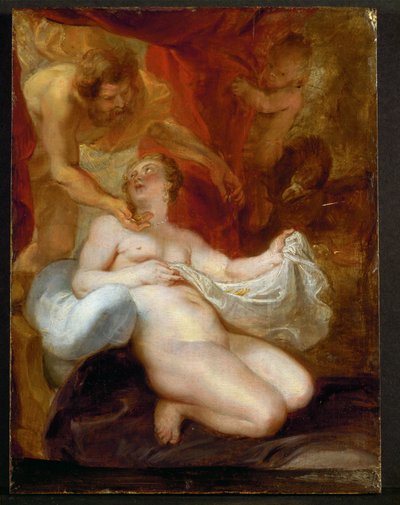 ジュピターとダナエ（木に絵） 作： Peter Paul Rubens