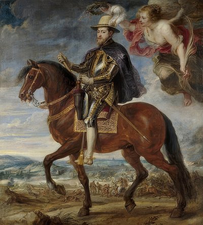 馬に乗ったスペインのフィリップ2世（1527〜1598）。 1628年 作： Peter Paul Rubens
