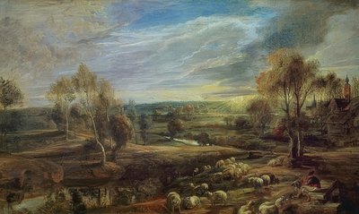 羊飼いと彼の群れのいる風景。 1638年頃 作： Peter Paul Rubens