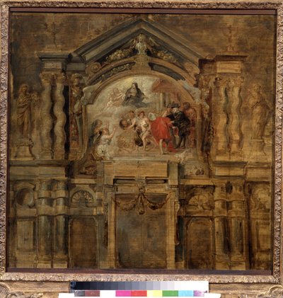 スペインの幼児イザベラ (1566-1633) の神格化 (幼児イザベラの神格化)。 Peter Paul (Pierre-Paul) Rubens (または Peter Paul または Petrus Paulus) (1577-1640) による絵画。 木に油彩、69 x 70 cm 作： Peter Paul Rubens