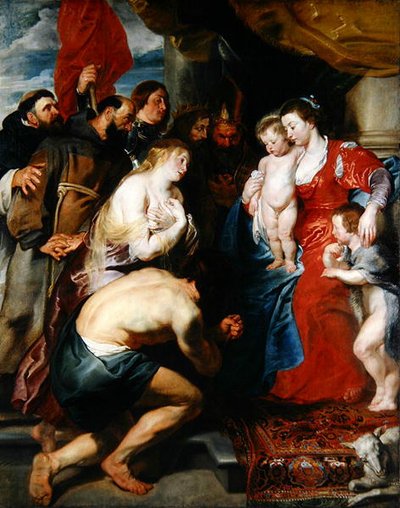 イエスとヨハネを抱くマリア（オークパネルに油彩・キャンバス） 作： Peter Paul Rubens