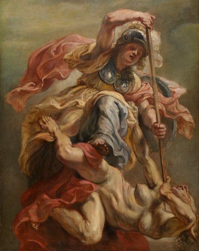 Minerva Slaying Discord (キャンバスに油彩) 作： Peter Paul Rubens