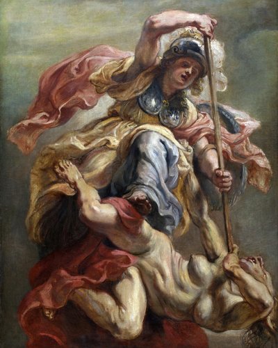 1632年から1634年の間に、鎮静を征服する知恵としてのミネルヴァ。 作： Peter Paul Rubens