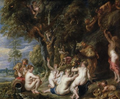 ニンフとサテュロス、c。 1615 作： Peter Paul Rubens
