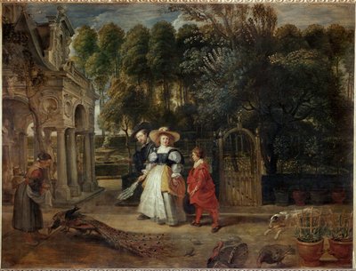 庭にいるペーテル・パウル・ルーベンスと2番目の妻ヘレーネ・フルマン（油彩・カンヴァス） 作： Peter Paul Rubens