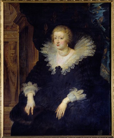 フランス王妃アンヌ・ドートリッシュの肖像（1601～1666年） ルイ13世の妻（1601～1643年） ピーター・ポール（ピエール＝ポール）・ルーベンス（またはピーター・ポール、ペトルス・パウルス）（1577～1640年）の絵画（ec.flam） 1625年 日。1,29x1,06 m マドリード、プラド美術館（Musee du Prado 作： Peter Paul Rubens