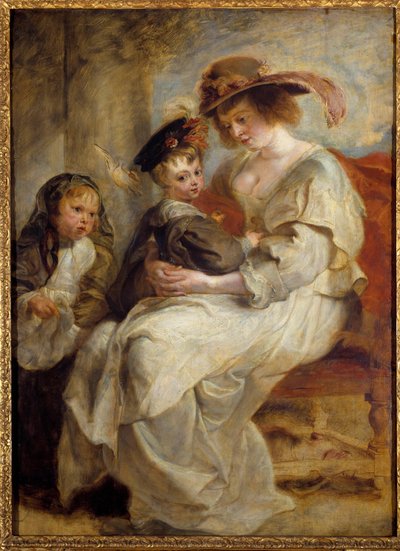 画家の2番目の妻であるヘレーヌ・フルマン（1614-1673）と夫婦の2人の子供たちの肖像 画：ピエール・ポール（Pierre-Paul）・ルーベンス（またはピーター・ポール、ペトルス・パウルス）（1577-1640） 1634年 日1,15x0,85 m 作： Peter Paul Rubens
