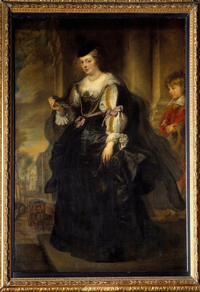 馬車に乗ったヘレーヌ・フルマンの肖像。ヘレーヌ・フルマン（1614-1673）、画家の2番目の妻。ピエール・ポール（Pierre-Paul）・ルーベンス（またはPeter PaulまたはPetrus Paulus）（1577-1640）の絵画、フランドル派 作： Peter Paul Rubens