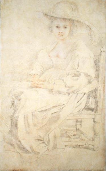 女性の肖像」（ヘレナ・フルマン、1630-35年頃）（紙に黒と赤のチョーク 作： Peter Paul Rubens