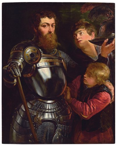 戦闘に身を包んだ長さの4分の3の指揮官の肖像 作： Peter Paul Rubens