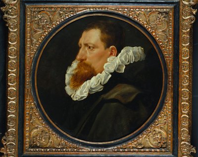 紳士の肖像、小さなバスト丈、白いラフとグレーのマントを身に着けている 作： Peter Paul Rubens