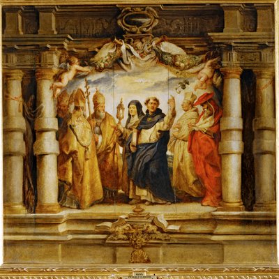 司祭と教父の間の聖クララ（絵画） 作： Peter Paul Rubens