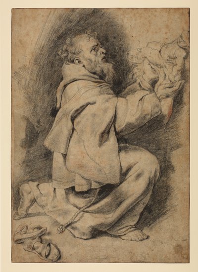 セントフランシスはひざまずいて、幼児キリストを受けました、1617年頃 作： Peter Paul Rubens