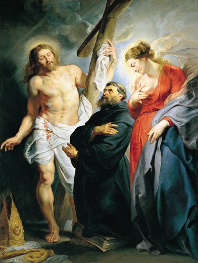 キリストと聖母の間の聖アウグスティヌス 作： Peter Paul Rubens