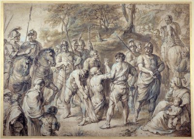殉教に導かれた聖アンデレ（ペン＆インク、紙にウォッシュ 作： Peter Paul Rubens