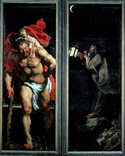聖クリストファーと隠者、十字架からの降下の三門、1611-14 作： Peter Paul Rubens