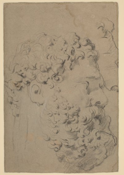 低い視点から見たファルネーゼヘラクレスの頭部と輪郭の研究 作： Peter Paul Rubens