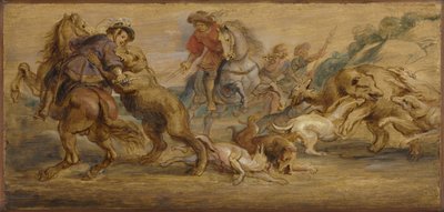 「ベアハント」（マドリッドのアルカサル）の研究、1639年頃（木の油） 作： Peter Paul Rubens