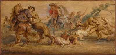 アルカサルのためのクマ狩りのための研究、マドリード、c。 1639。 作： Peter Paul Rubens