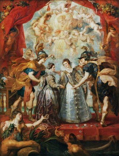 スペイン国境での王女の交換。マリーデメディチサイクル 作： Peter Paul Rubens
