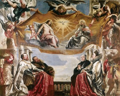 聖三位一体の崇拝におけるゴンザガ家、1604-1605。 作： Peter Paul Rubens