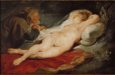隠者と眠るアンジェリカ 1626-28年頃 樫の木に油彩 作： Peter Paul Rubens