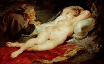 隠者と眠っているアンジェリカ、1626〜28年（パネル） 作： Peter Paul Rubens