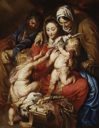 聖エリザベス、聖ヨハネ、鳩のいる聖家族1608-9。 作： Peter Paul Rubens