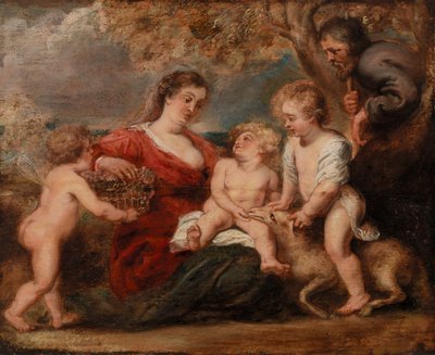 洗礼者聖ヨハネと天使のいる聖家族 作： Peter Paul Rubens