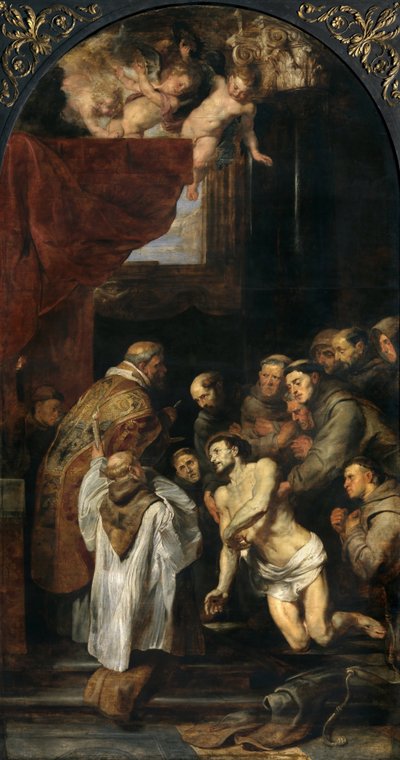 聖フランシスの最後の聖体拝領、1619年。 作： Peter Paul Rubens