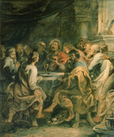 最後の晩餐、c.1630-31（パネルに油彩） 作： Peter Paul Rubens