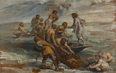 魚の奇跡のドラフト、1618-1619 作： Peter Paul Rubens