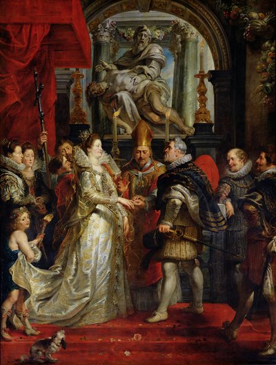 マリーデメディチ（1573-1642）とアンリ4世（1573-1642）の代理結婚1600年10月5日、1621-25 作： Peter Paul Rubens