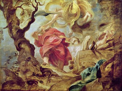 イサクの犠牲、イエズス会教会の天井のセクションのスケッチ、アントワープ、1620-21年 作： Peter Paul Rubens
