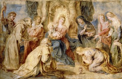 八人の聖人によって崇拝された聖母子 作： Peter Paul Rubens