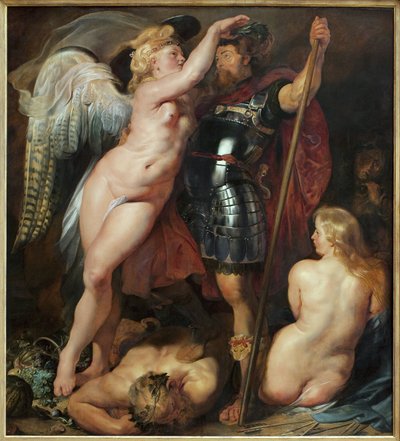 英雄たちの戴冠式。ペーター（ピーテル）・ポール・ルーベンス（1577-1640）の絵画、油彩・カンヴァス、1622年頃の作品。フランドル美術 17世紀ミュンヘン、アルテ・ピナコテーク（ドイツ）。 作： Peter Paul Rubens