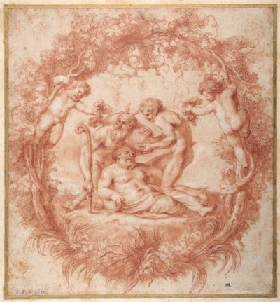 タッツァ・ファルネーゼのデザイン（紙に赤チョーク、グワッシュ 作： Peter Paul Rubens