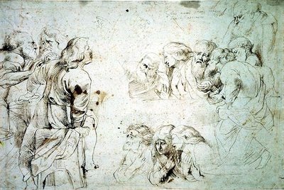 最後の晩餐における三組の使徒たち（ドローイング 作： Peter Paul Rubens