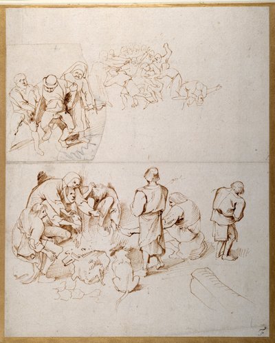 3つの農民の風景（紙にペンとインク 作： Peter Paul Rubens