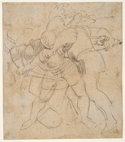 戦う 2 人の装甲兵 (r); 犬 (v) 作： Peter Paul Rubens