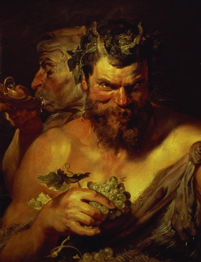 2人のサテュロス（パネルに油彩） 作： Peter Paul Rubens