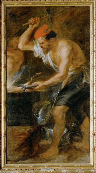 木星の稲妻を鍛えるヴァルカン（キャンバスに描かれた絵） 作： Peter Paul Rubens