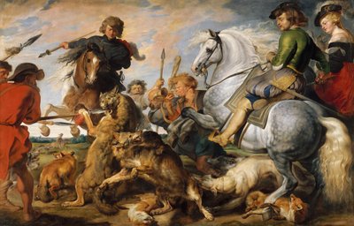 オオカミとフォックスハント、ca。 1616年。 作： Peter Paul Rubens