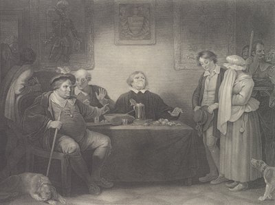 The Seven Ages, Fifth Age: The Justice Shakespeare, As You...、初版は 1801 年、再版は 1852 年です。 作： Peter Simon